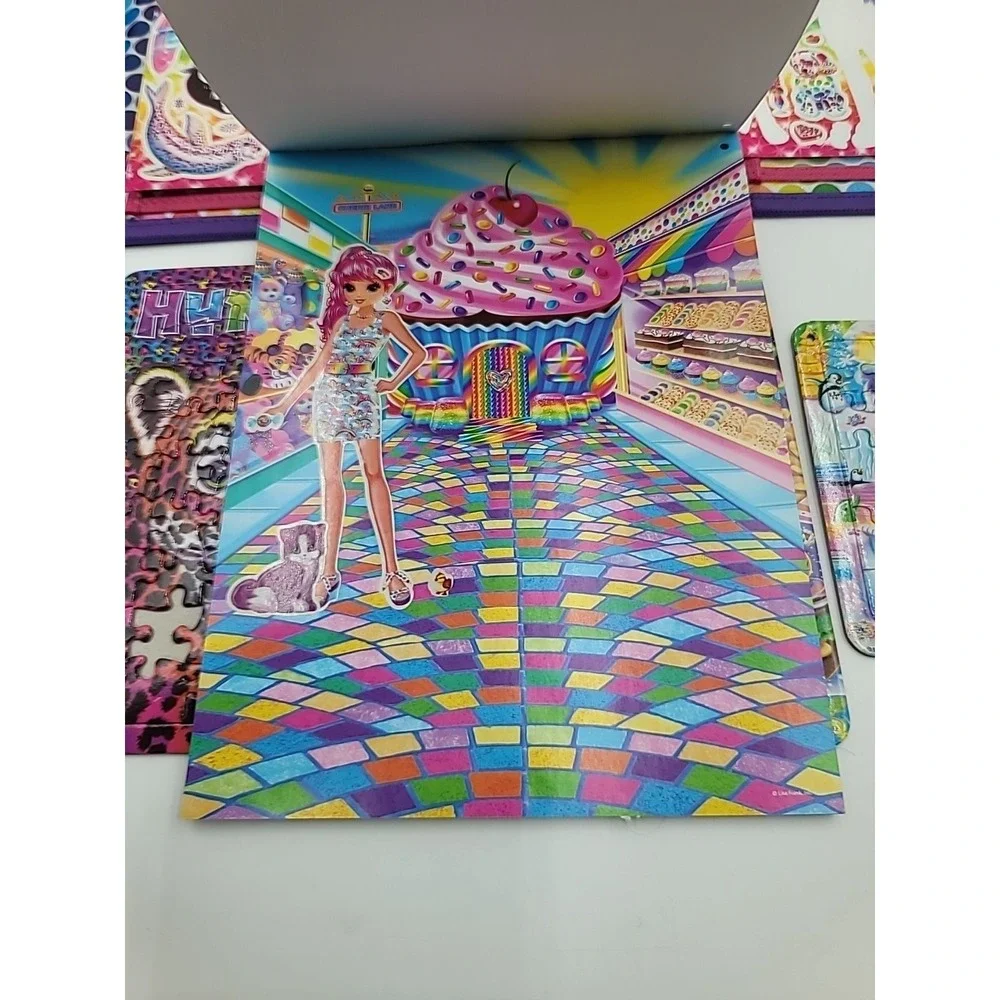 2022 Lisa Frank Tri-fold Case Puzzles Stickers Coloring Book Set Lot